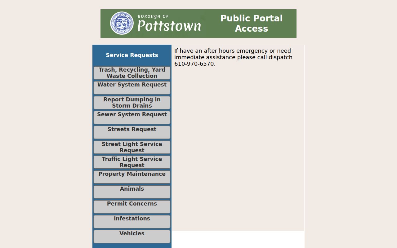 Pottstown neighbors public portal for local service concerns
