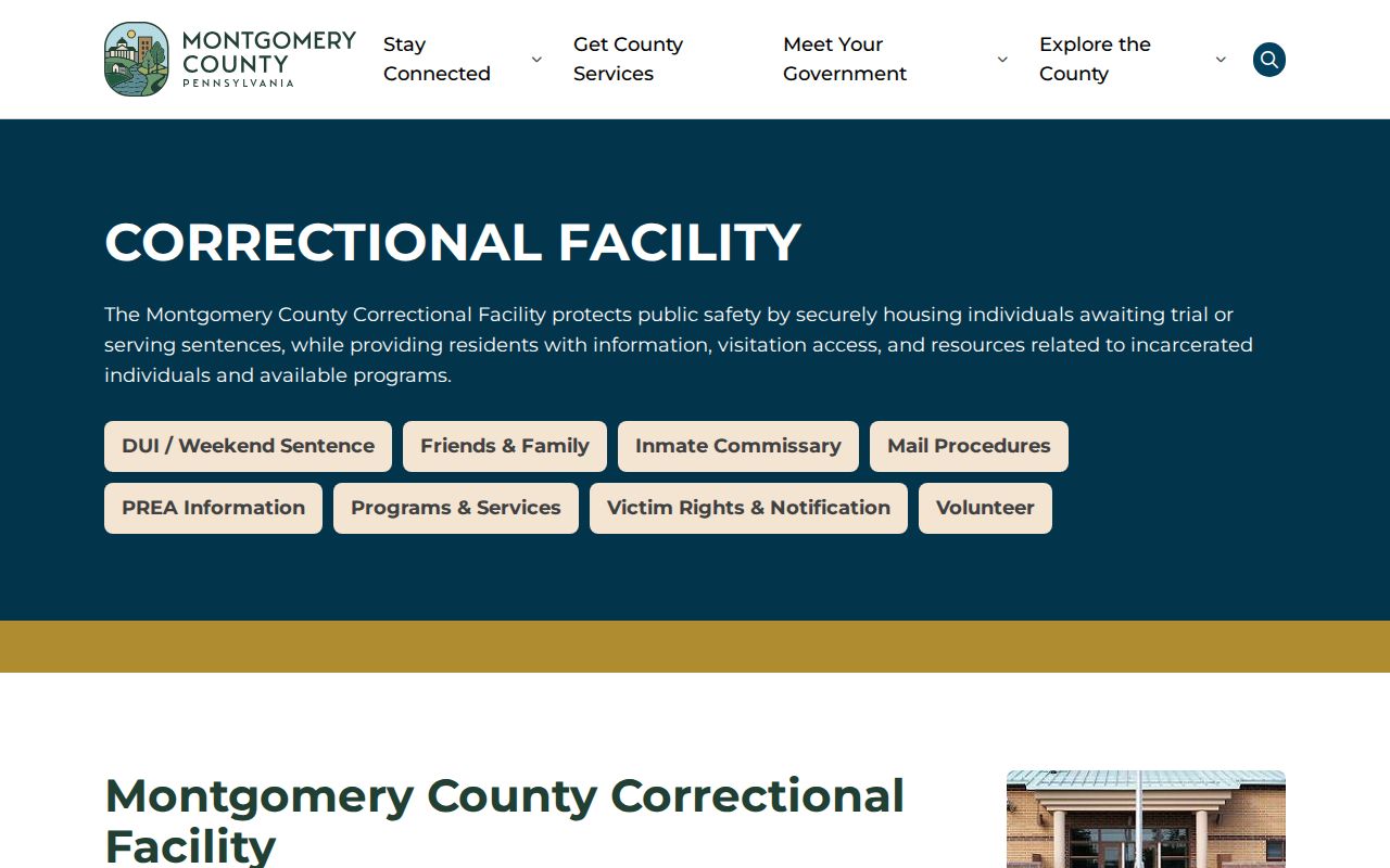 Pottstown residents directory Montgomery County Correctional Facility contact page