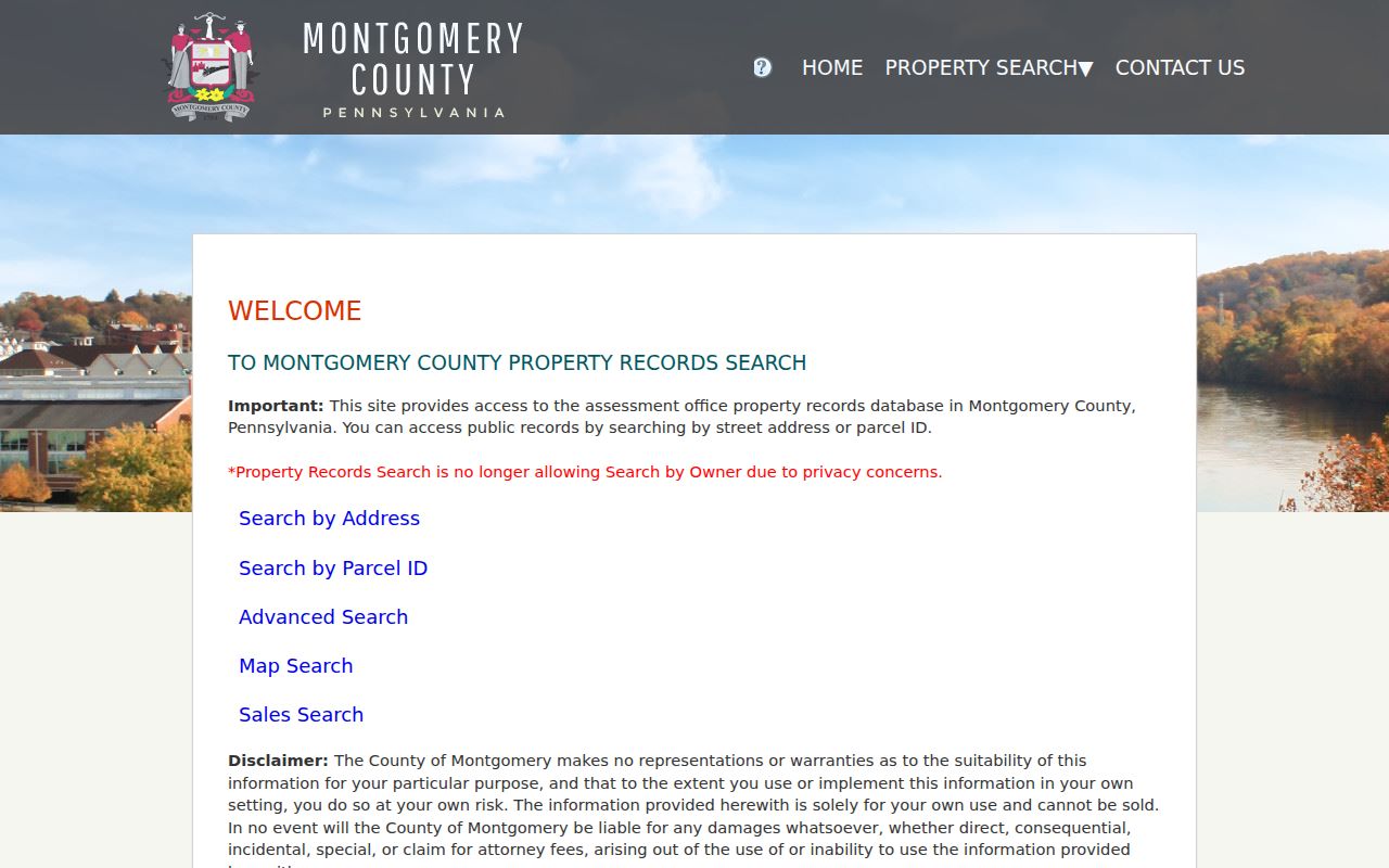 Pottstown residents directory Montgomery County Property Records search page
