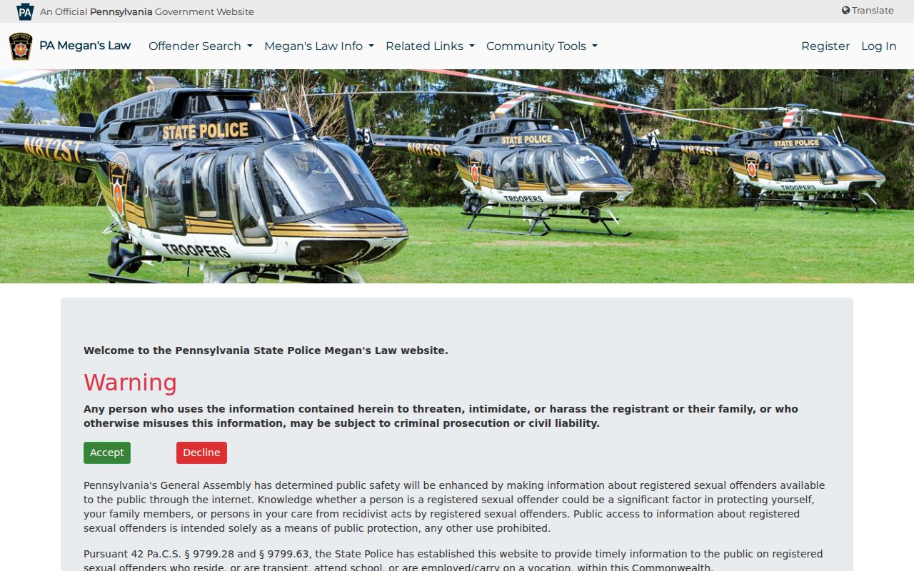 Pottstown residents directory Pennsylvania Megan's Law public website