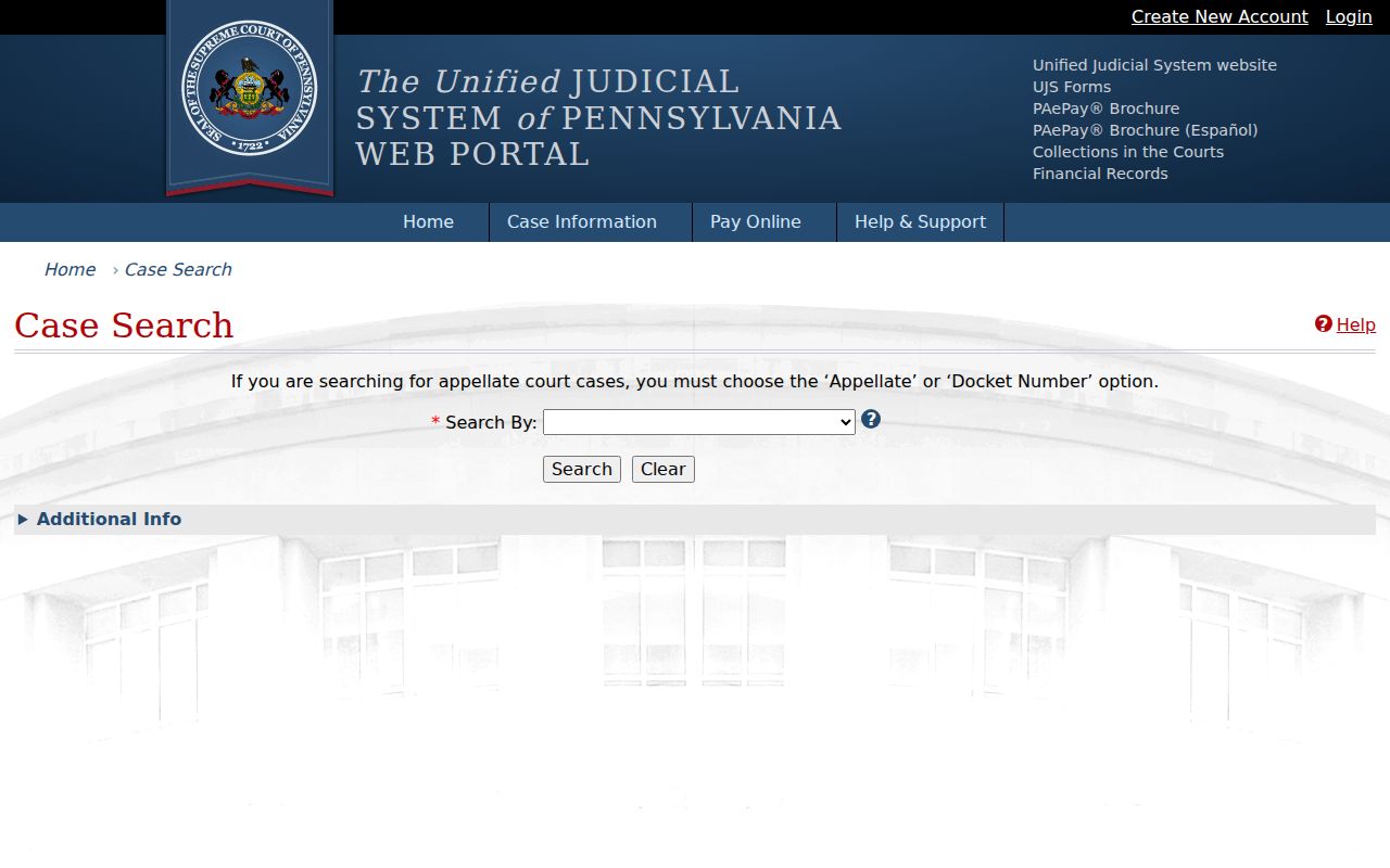 Pottstown residents directory Pennsylvania UJS Case Search interface